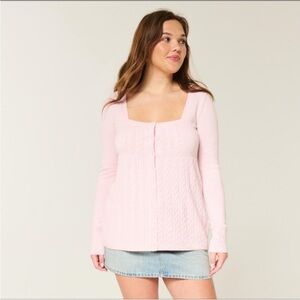 Hollister Long-Sleeve Square-Neck Babydoll Sweater - light lilac - Women Size XS